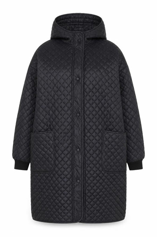 Womens UK Size M DECONSTRUCTION Black Quilted Coat