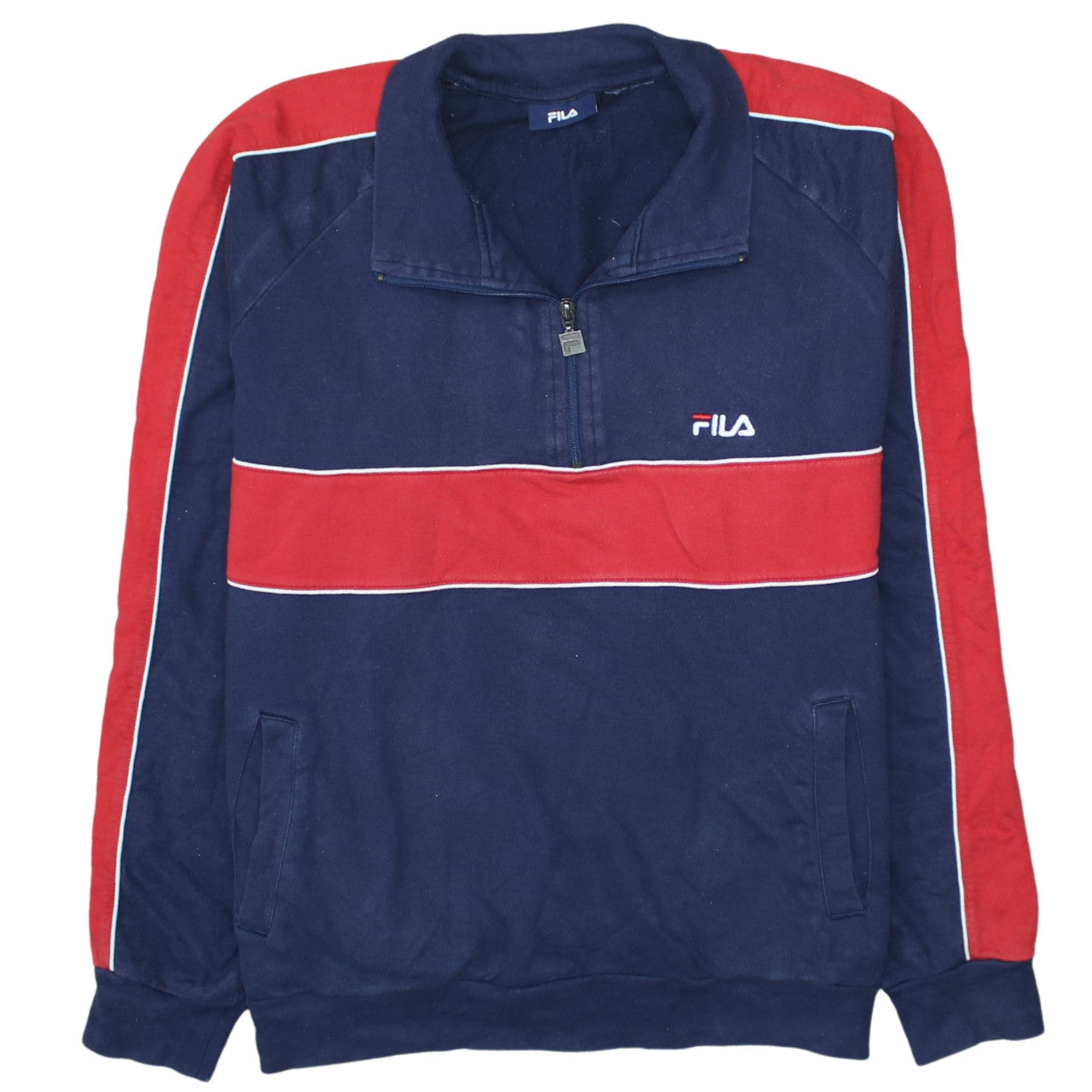 Mens UK Size L FILA Blue Henley Sweatshirt