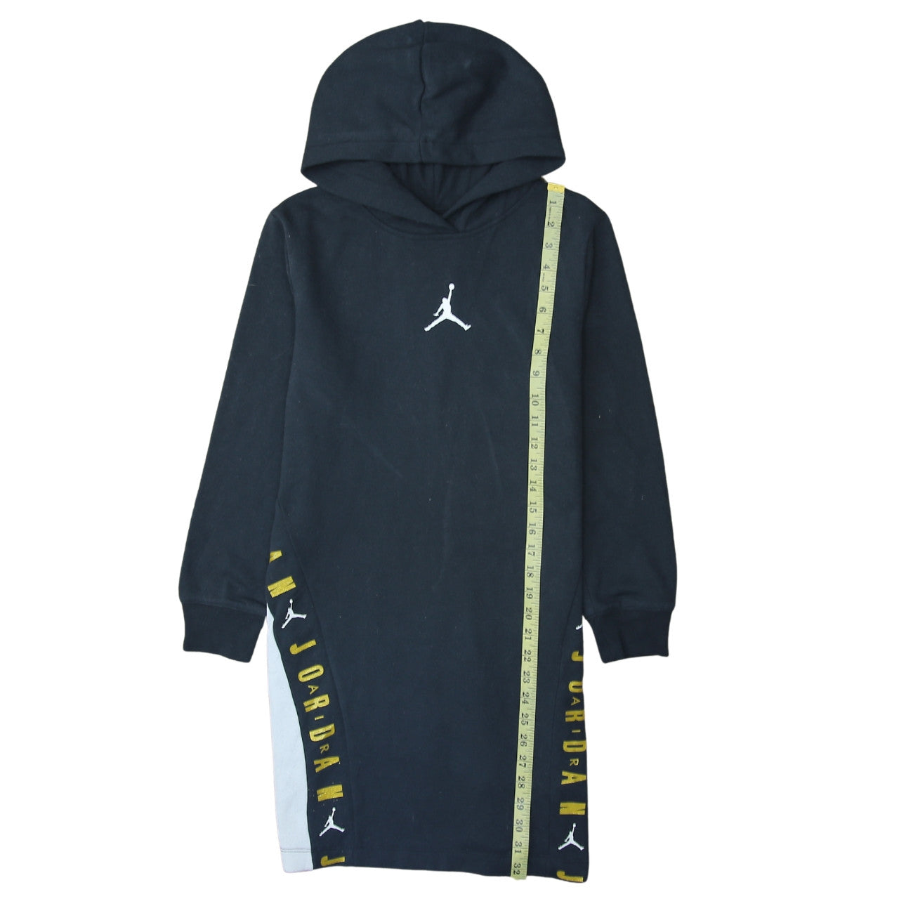 Jordan Girls Black 12-13 Years Tunic Hoodie Dress with Logo Print