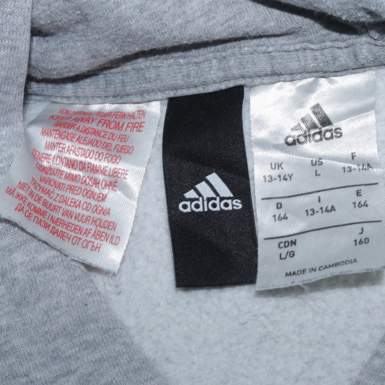 Teens UK Size 164 adidas Grey Pullover Hoodie