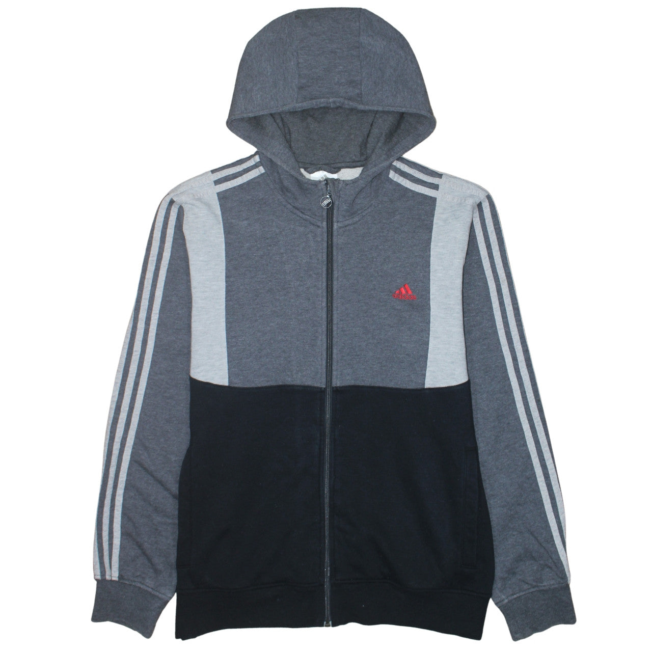 Mens UK Size L adidas Grey Full Zip Hoodie