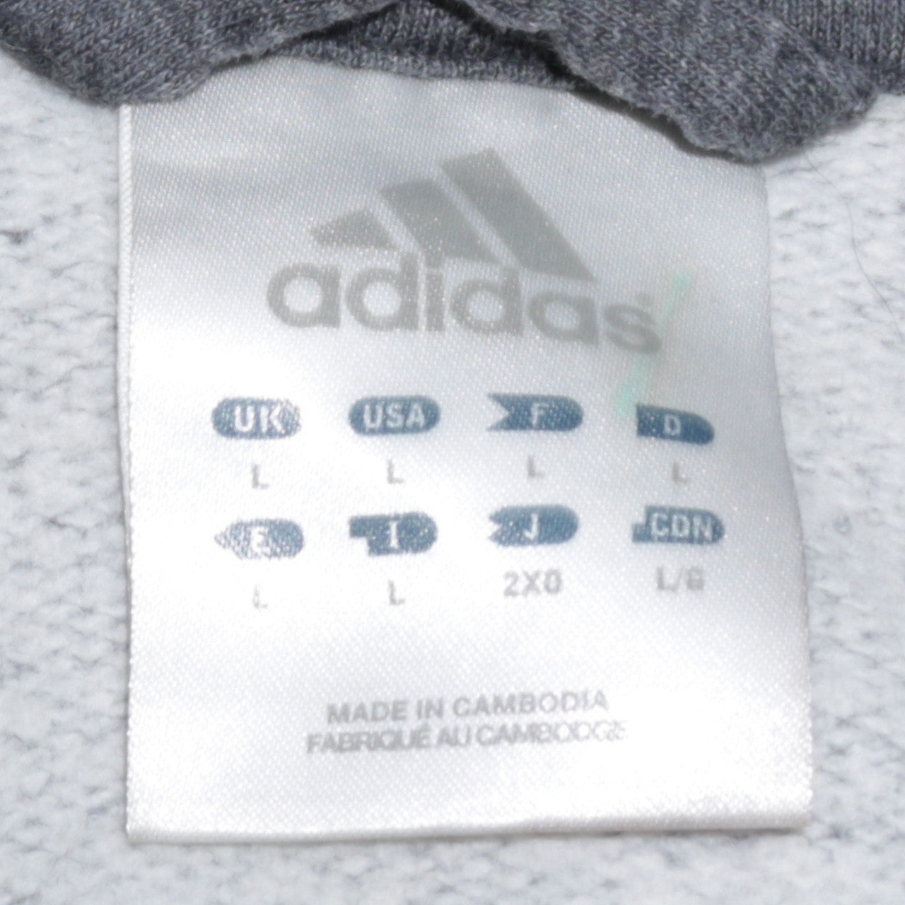 Mens UK Size L adidas Grey Full Zip Hoodie