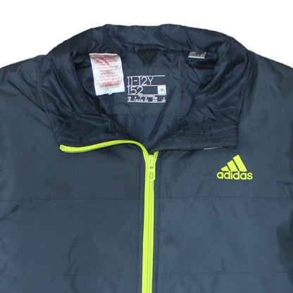 Adidas Boys Blue 11-12 Years Lightweight Puffer Jacket with Neon Zip