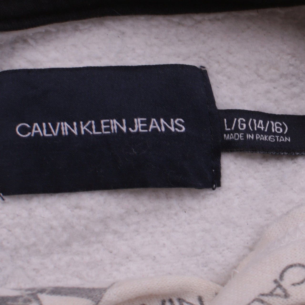 Womens UK Size L Calvin Klein Jeans Beige Pullover Hoodie