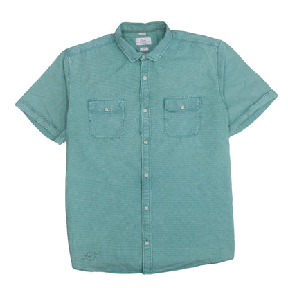 s.Oliver Men's Green Slim Fit Short Sleeve Button-Up Casual Shirt XXL