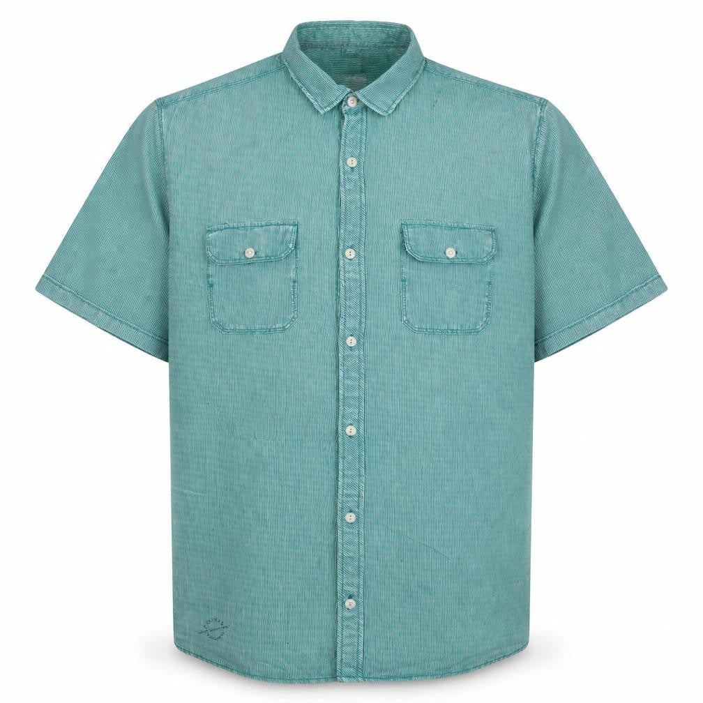 s.Oliver Men's Green Slim Fit Short Sleeve Button-Up Casual Shirt XXL