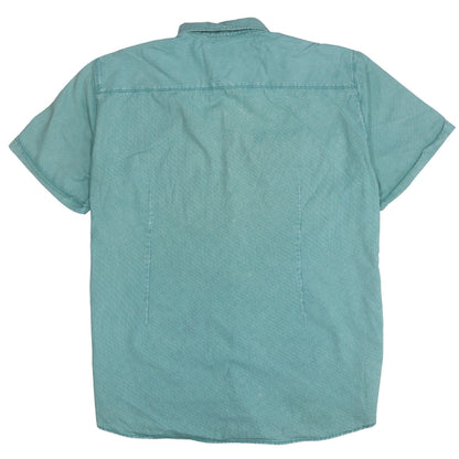 s.Oliver Men's Green Slim Fit Short Sleeve Button-Up Casual Shirt XXL