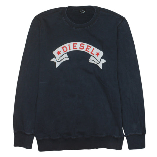 Mens UK Size L Diesel Blue Pullover Sweatshirt