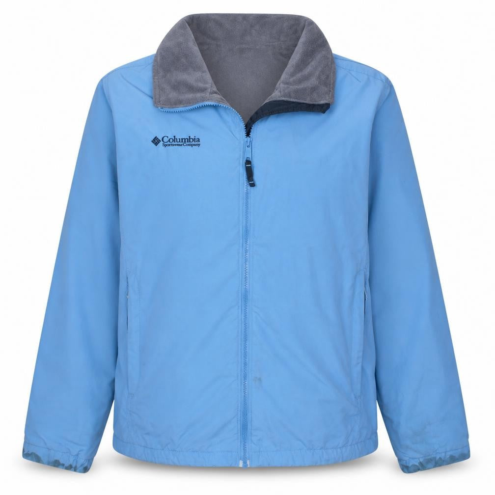 Front view of Columbia Blue Nylon Lined Water Resistant Jacket unisex s outdoor
