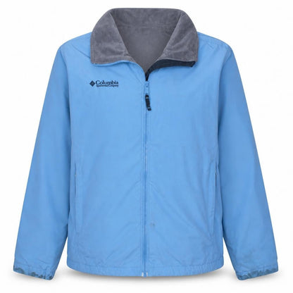 Front view of Columbia Blue Nylon Lined Water Resistant Jacket unisex s outdoor