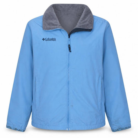 Front view of Columbia Blue Nylon Lined Water Resistant Jacket unisex s outdoor