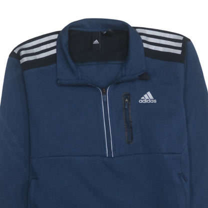Mens UK Size S adidas Blue 1/2 Zip Sweatshirt