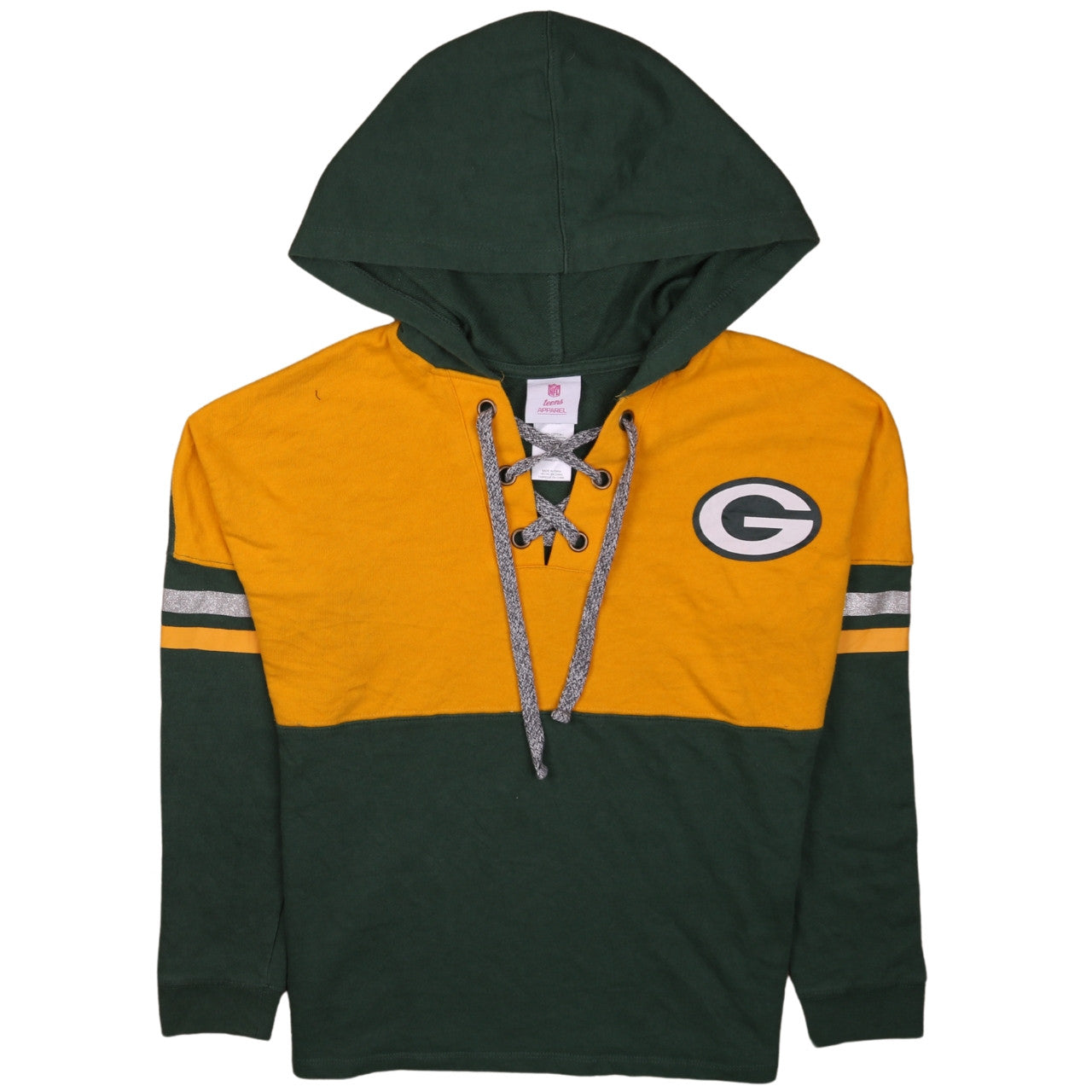 Girls UK Size 13 Years NFL Apparel Green Henley Hoodie