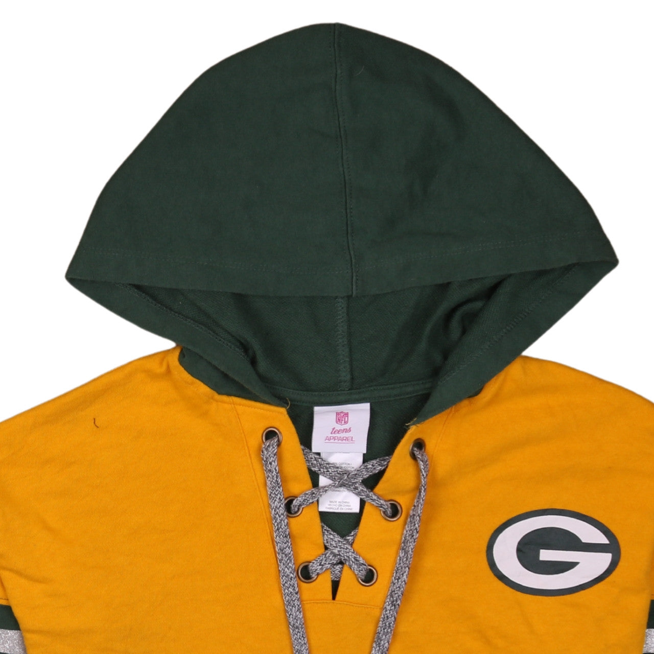 Girls UK Size 13 Years NFL Apparel Green Henley Hoodie