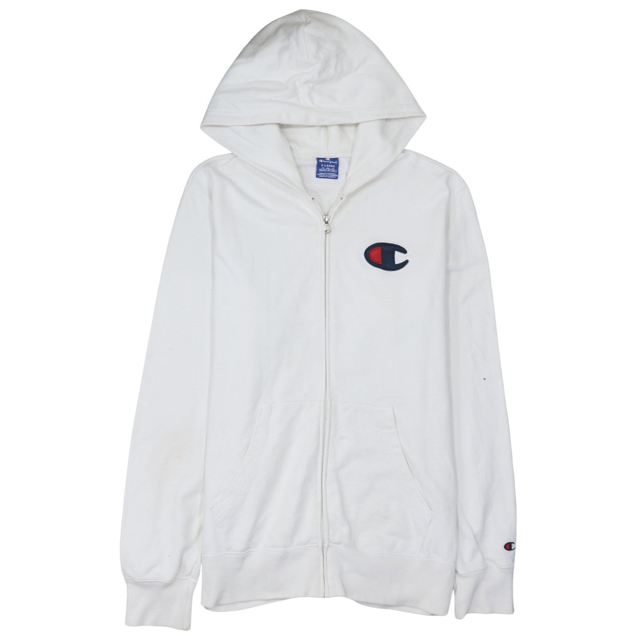 Mens UK Size XL Champion White Full Zip Hoodie
