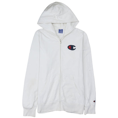 Mens UK Size XL Champion White Full Zip Hoodie