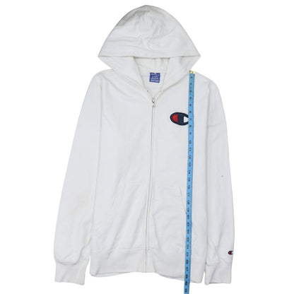 Mens UK Size XL Champion White Full Zip Hoodie