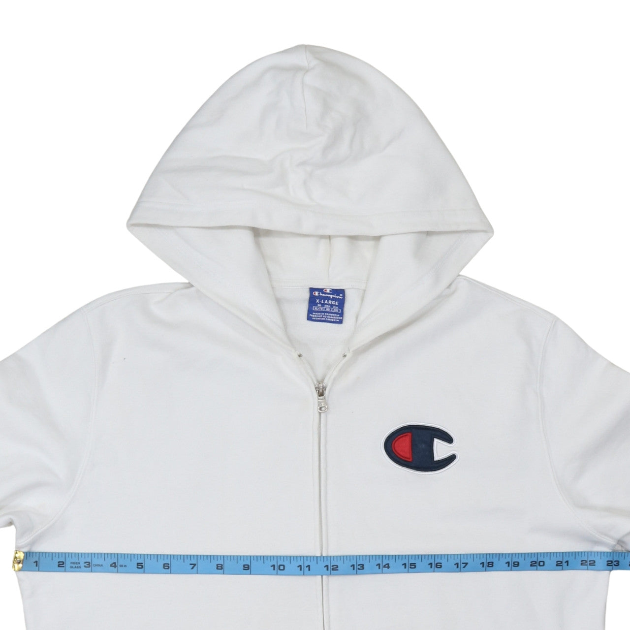 Mens UK Size XL Champion White Full Zip Hoodie