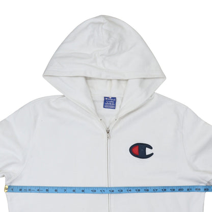 Mens UK Size XL Champion White Full Zip Hoodie