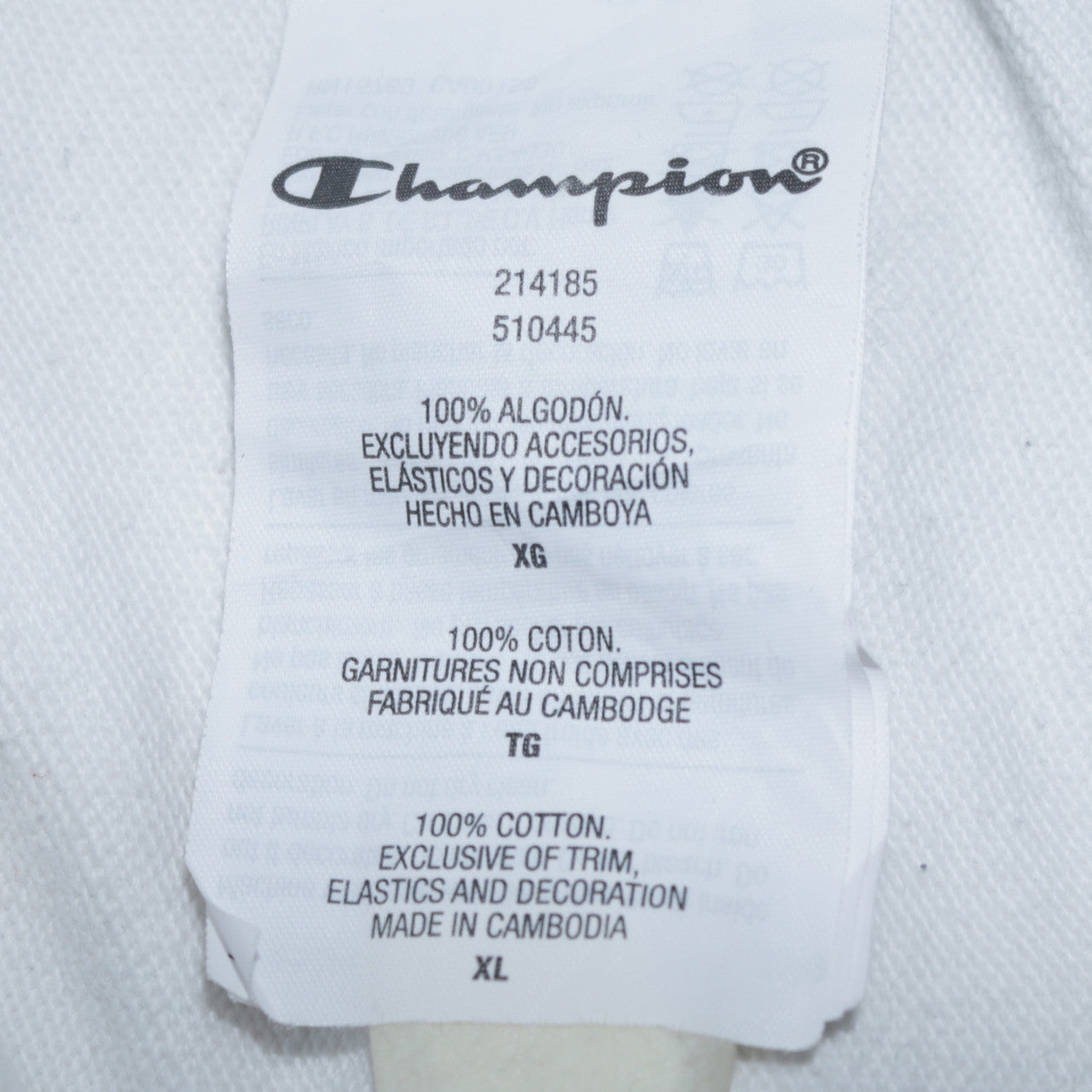 Mens UK Size XL Champion White Full Zip Hoodie