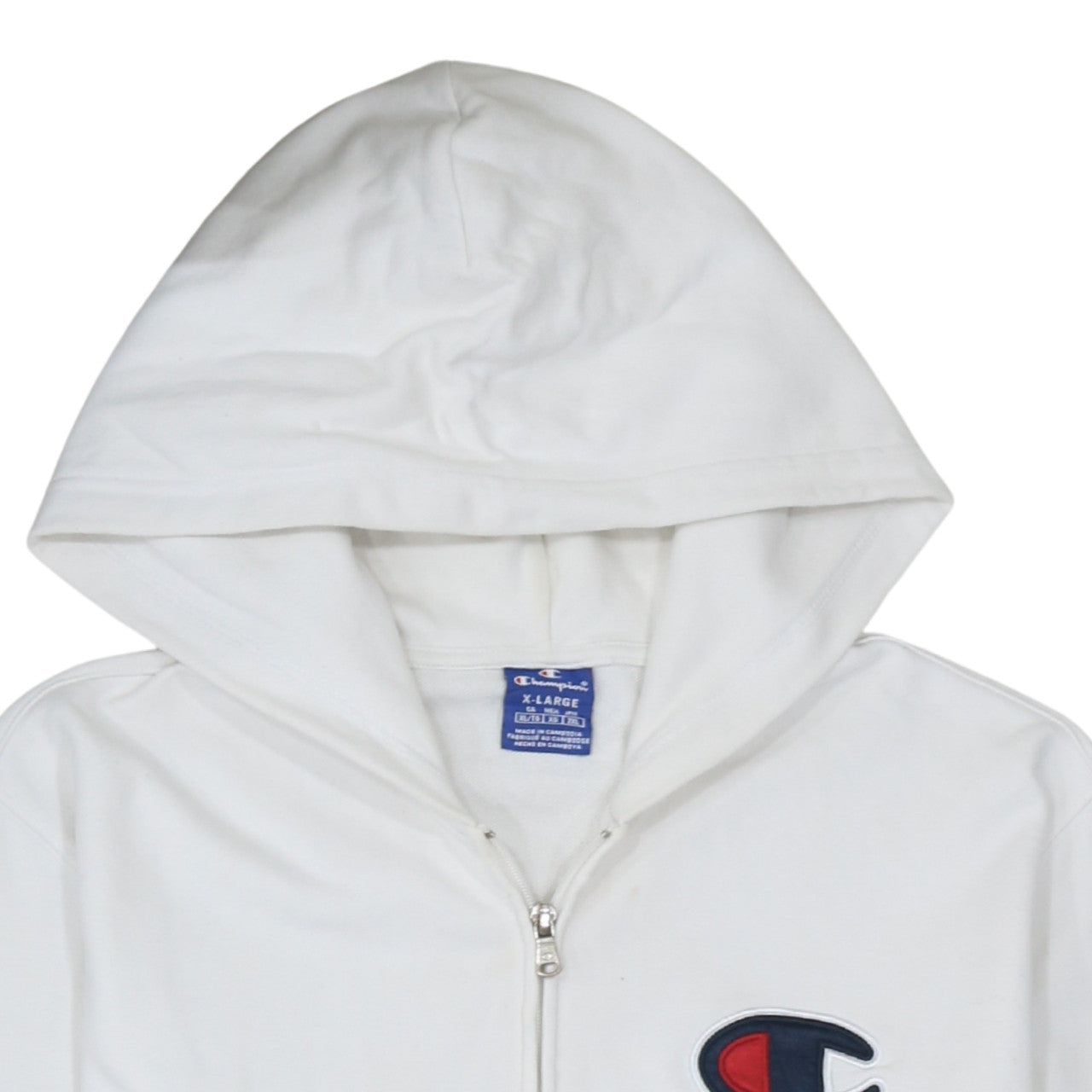 Mens UK Size XL Champion White Full Zip Hoodie