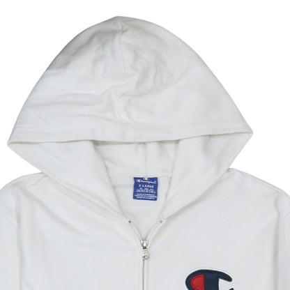 Mens UK Size XL Champion White Full Zip Hoodie