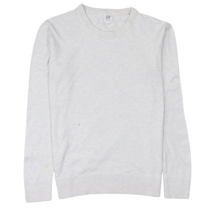 Gap Men’s White Cotton Crew Neck Pullover Jumper Size S