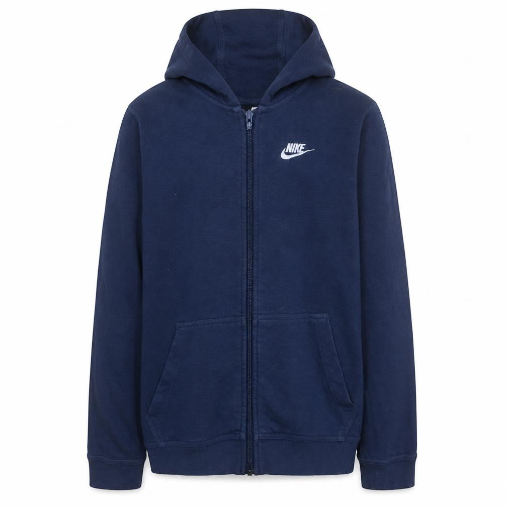 Front view of Nike Teens Blue Full Zip Hoodie XL Standard Fit Fleece