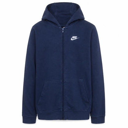 Front view of Nike Teens Blue Full Zip Hoodie XL Standard Fit Fleece