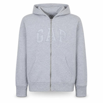 Gap Men's Grey Full Zip Hoodie XL Cotton Classic Logo Sweatshirt