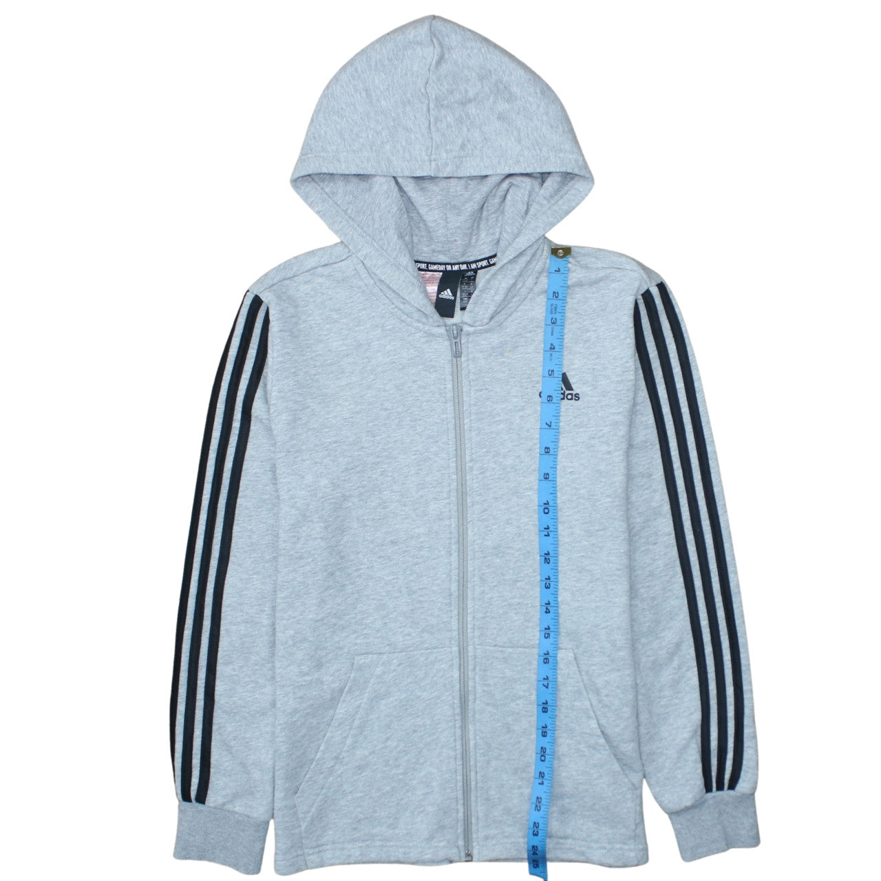 Teens UK Size 164 adidas Grey Full Zip Hoodie