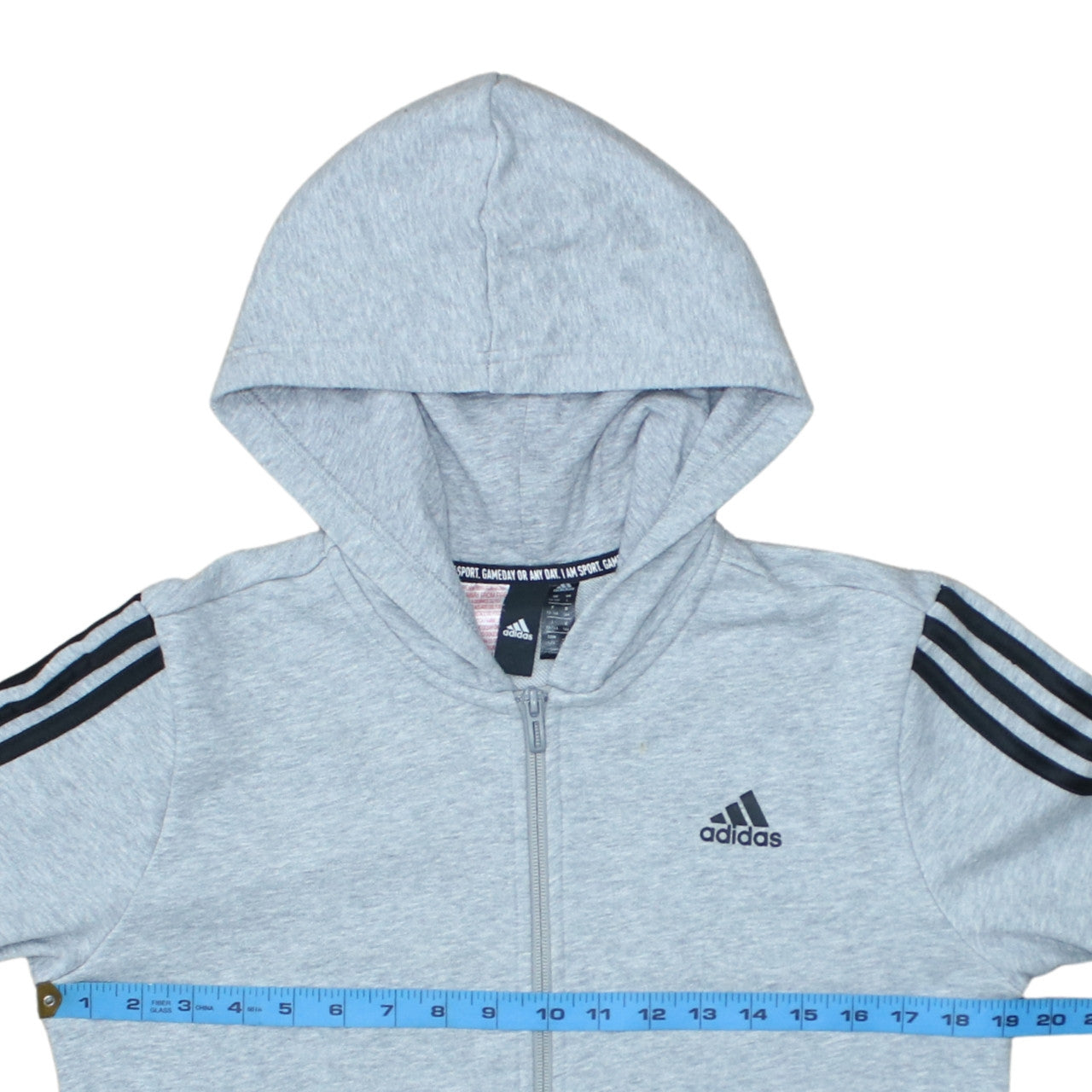 Teens UK Size 164 adidas Grey Full Zip Hoodie