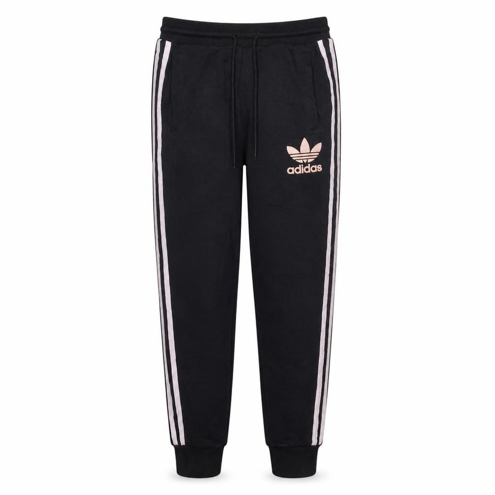 Front view of Adidas Men's Black Joggers S Side Stripe Tapered Fit Activewear Trousers