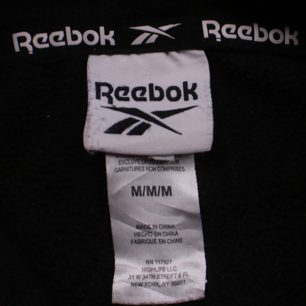 Mens UK Size M Reebok Black Pullover Hoodie