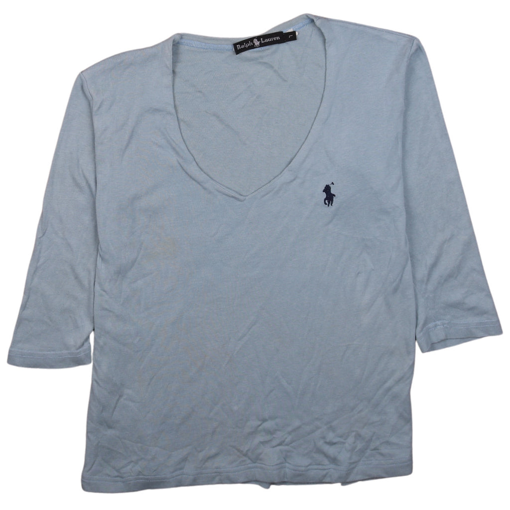 Womens UK Size L Ralph Lauren Blue Basic T-Shirt