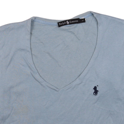 Womens UK Size L Ralph Lauren Blue Basic T-Shirt