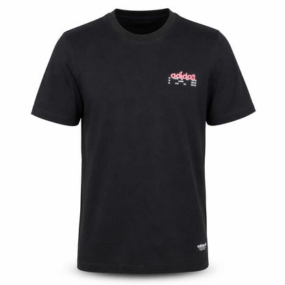 Front view of Adidas Men's Black Trefoil 50 Years Graphic Cotton T-Shirt, size S