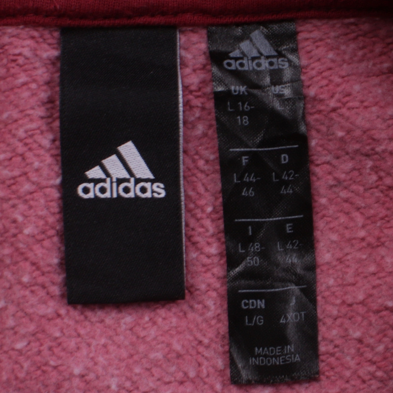 Womens UK Size L adidas Pink Pullover Hoodie