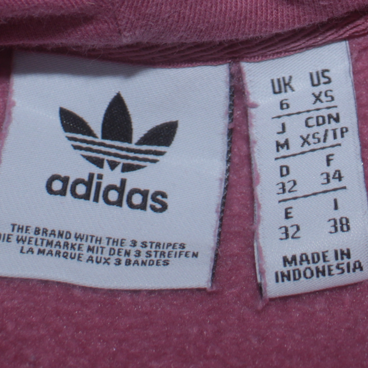 Womens UK Size XS adidas Pink Pullover Hoodie