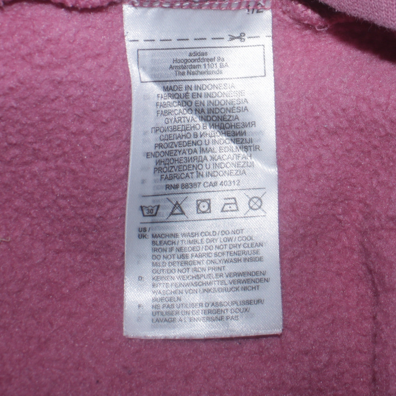 Womens UK Size XS adidas Pink Pullover Hoodie