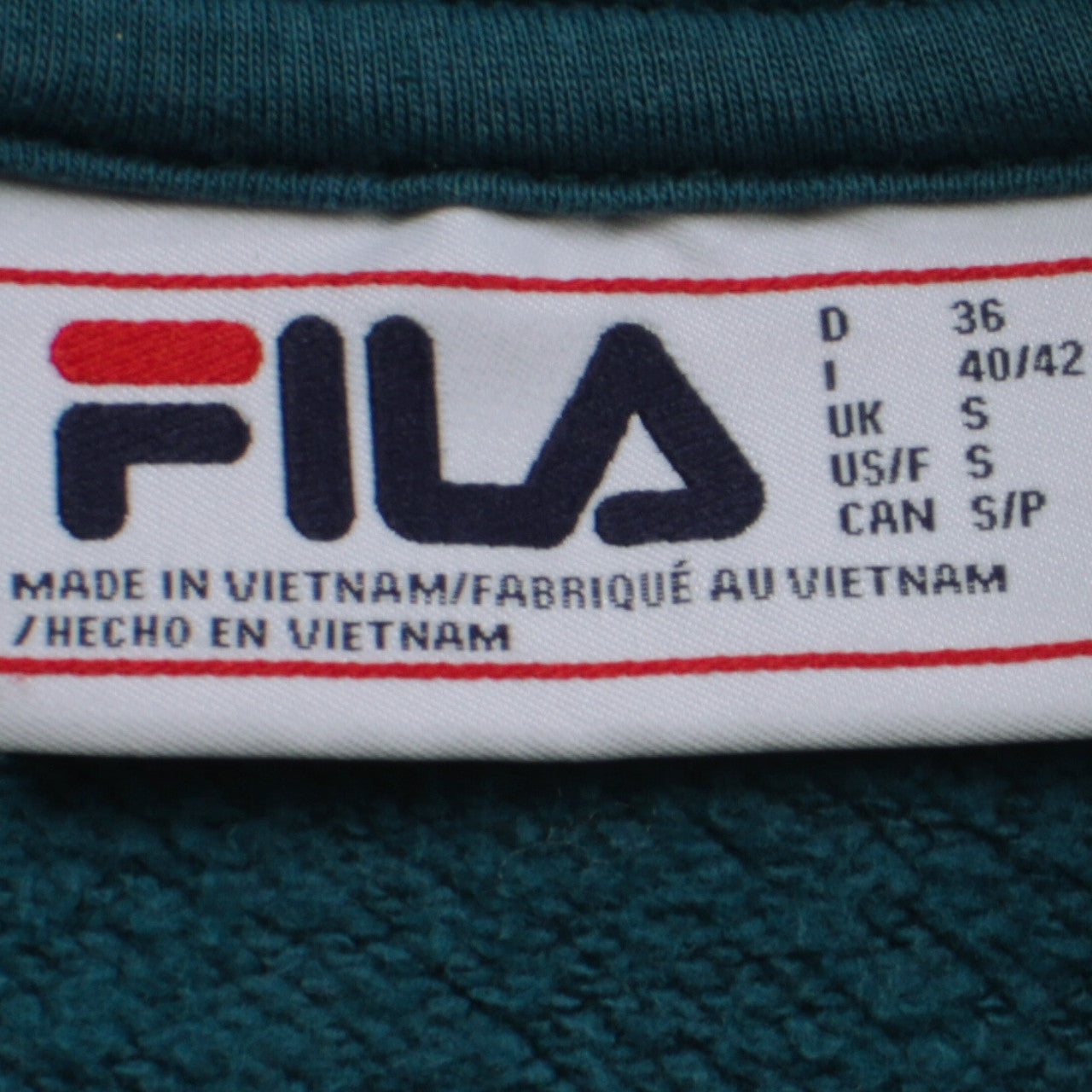 Womens UK Size S FILA Green Pullover Hoodie