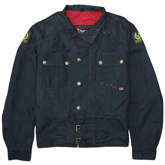 Belstaff Men’s Black Wax Cotton Motorcycle Jacket XL Gold Label