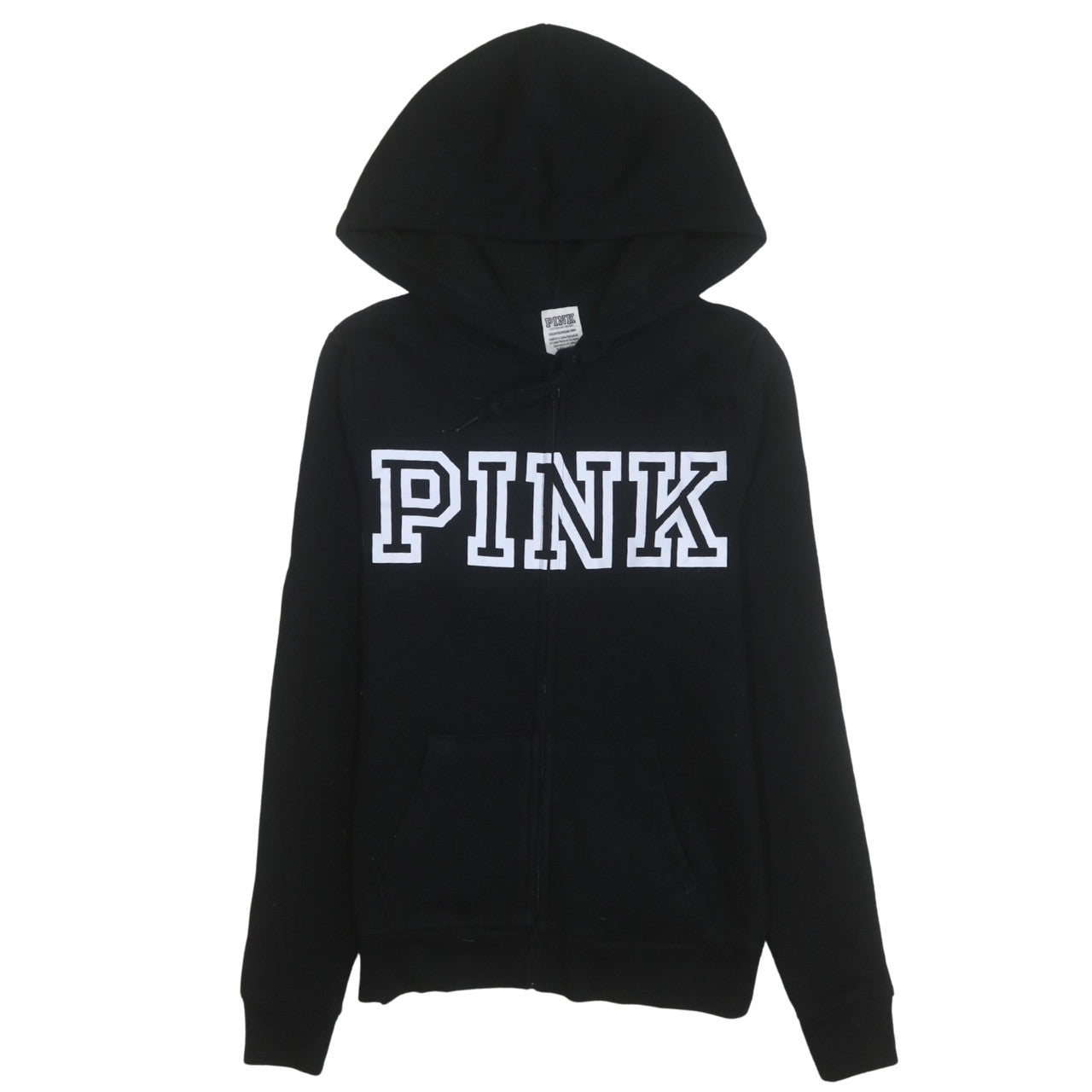 Womens UK Size XS Victoria's Secret PINK Black Full Zip Hoodie