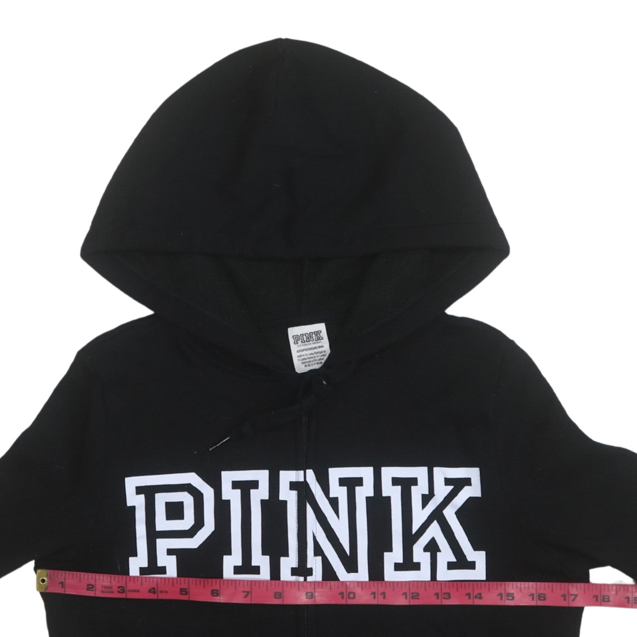 Womens UK Size XS Victoria's Secret PINK Black Full Zip Hoodie