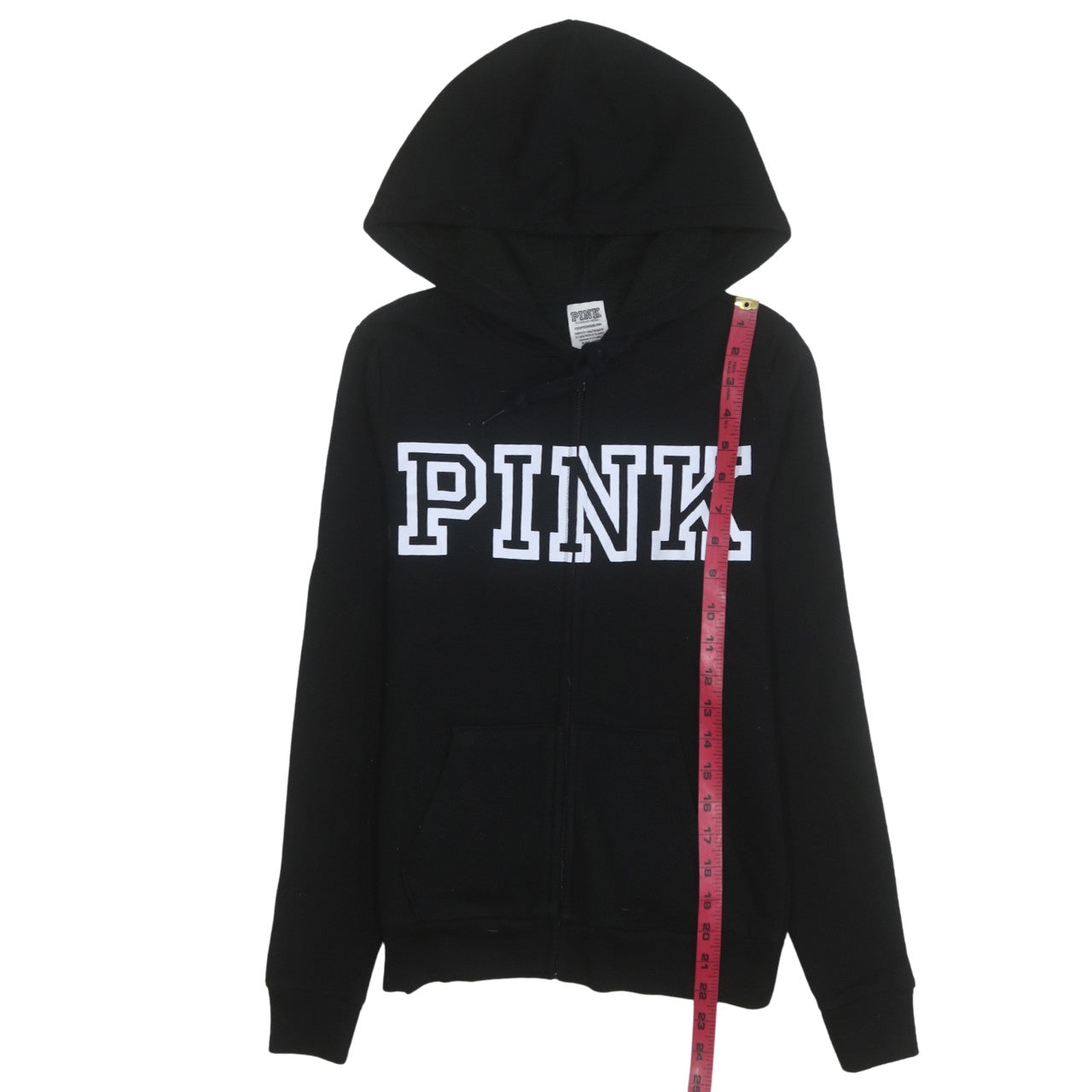 Womens UK Size XS Victoria's Secret PINK Black Full Zip Hoodie
