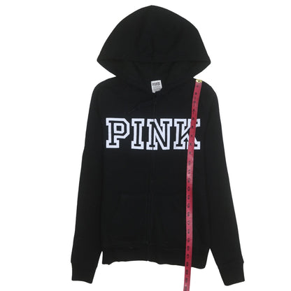 Womens UK Size XS Victoria's Secret PINK Black Full Zip Hoodie