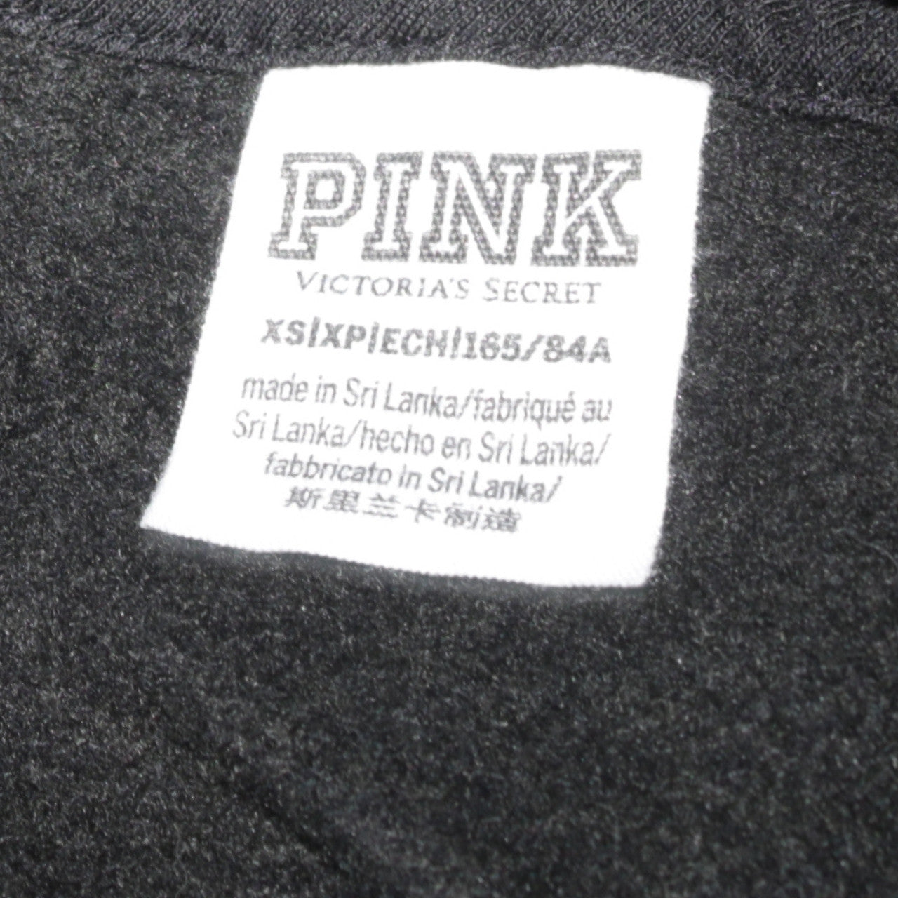 Womens UK Size XS Victoria's Secret PINK Black Full Zip Hoodie