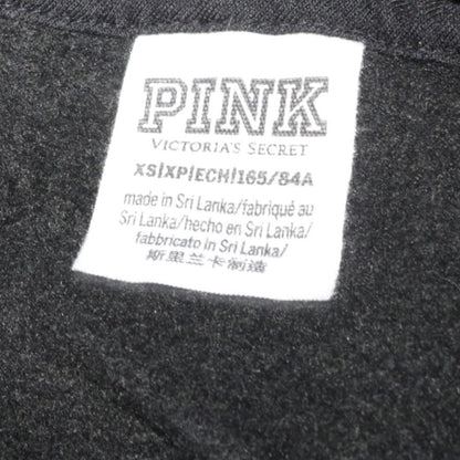 Womens UK Size XS Victoria's Secret PINK Black Full Zip Hoodie