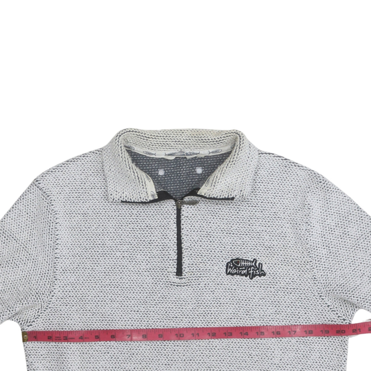 Mens UK Size S Weird Fish Grey 1/2 Zip Sweatshirt