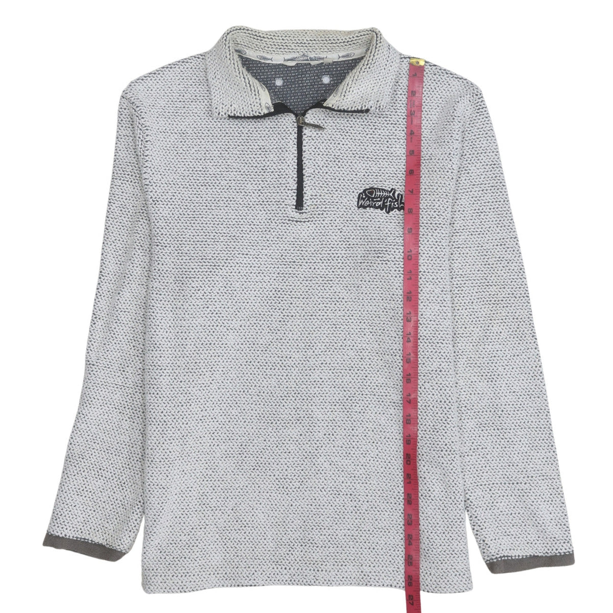 Mens UK Size S Weird Fish Grey 1/2 Zip Sweatshirt